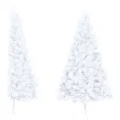 vidaXL Kunstkerstboom met standaard half 150 cm PVC wit