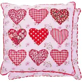 Clayre & Eef Kussen 30x30 Gevuld - Rood, Roze - Katoen, 100% Katoen