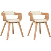 vidaXL Eetkamerstoelen 2 st gebogen hout en kunstleer crèmekleurig