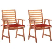 vidaXL Tuinstoelen, 2 stuks met kussens, massief acaciahout