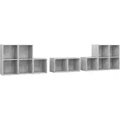 Möbelando 8-delige Tv-meubelset bewerkt hout betongrijs