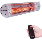 Vonroc Sfeervolle terrasverwarmer – Marsili 2000W – Hoog rendement – Zilver - Low Glare lamp – 2 Warmteniveaus – Met afstandsbediening