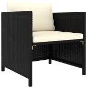 vidaXL Tuinbank met kussens poly rattan zwart