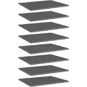 vidaXL Wandschappen 8 st 60x50x1,5 cm bewerkt hout hoogglans grijs