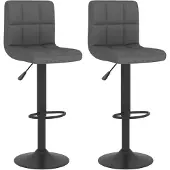 vidaXL Barkruk, 2 stuks, donkergrijs, met stoffen bekleding