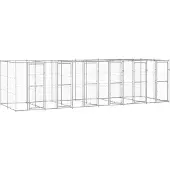 vidaXL Hondenkennel 14,52 m² gegalvaniseerd staal