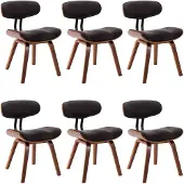 vidaXL Eetkamerstoelen 6 st gebogen hout en stof grijs