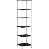 vidaXL Kastje 6-laags 40x40x160 cm gehard glas zwart