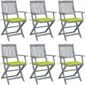 vidaXL Tuinstoelen 6 st inklapbaar met kussens massief acaciahout