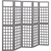 vidaXL Kamerscherm/trellis met 5 panelen 201,5x180 cm vurenhout grijs