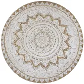 vidaXL Tapijt met print rond 150 cm gevlochten jute