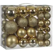 House of Seasons 46x stuks kunststof kerstballen goud 4, 6 en 8 cm - Kerstbal