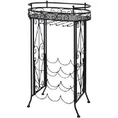 vidaXL Wijnrek voor 9 flessen met glazenhouder metaal
