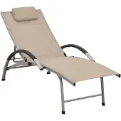 vidaXL Ligbed textileen en aluminium crèmekleurig