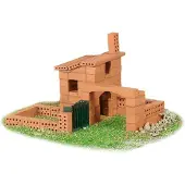 Teifoc Bouwdoos – Huis / Finca Bouwset – 86 onderdelen – Echte mini Bakstenen met Cement, Kom en Troffel – Bouwpakket voor kinderen vanaf 6 jaar