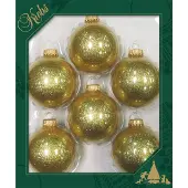 Bellatio 24x Stuks Glazen Kerstballen 7 Cm Sparkle Glitter Goud - Kerstbal