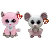 TY - Knuffel - Beanie Buddy - Fiona Pink Cat & Nina Mouse