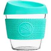 Neon Kactus koffieglas Free Spirit 220 ml glas/siliconen mint