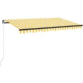 vidaXL Luifel handmatig uittrekbaar 450x350 cm geel en wit