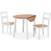 vidaXL Eetkamerset MDF en rubberwood wit 3-delig