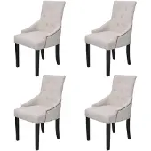 vidaXL Eetkamerstoelen 4 stuks polyester crème online kopen