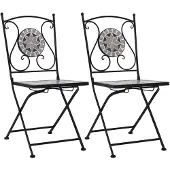 vidaXL Mozaïek klapstoelen, 2 stuks, grijs