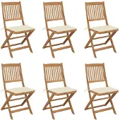 vidaXL Tuinstoelen 6 st inklapbaar met kussens massief acaciahout