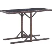 vidaXL Tuintafel, bruin, 110x53x72 cm, glas en polyrotan