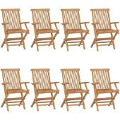 vidaXL Opklapbare stoelen, 8 stuks, massief teakhout