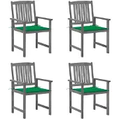 vidaXL Tuinstoelen met kussens, 4 stuks, grijs, massief acaciahout