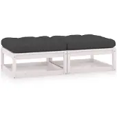 vidaXL - Tuinvoetenbanken - 2 - st - met - kussens - massief - grenenhout - wit