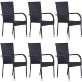 vidaXL Tuinstoelen stapelbaar 6 st poly rattan zwart