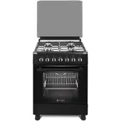 Wiggo WO-E605R(BB)-2 - Gasfornuis - 4 kookzones - Elektrische oven 66 liter - Zwart