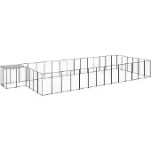 vidaXL Hondenkennel 26,62 m² staal zwart