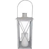 Fancy flames Flancy Flames Windlicht - zilverkleurig - metaal - lantaarn - 36 cm - Lantaarns
