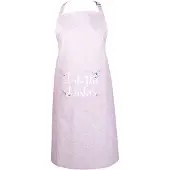 Clayre & Eef Keukenschort 70x85 cm Roze Wit Katoen Bloemen BBQ Schort Cadeau voor haar Kookschort Roze BBQ Schort