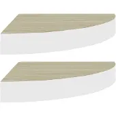 vidaXL Hoekwandschappen 2 st 35x35x3,8 cm MDF eikenkleurig en wit