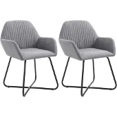 vidaXL Eetkamerstoelen 2 st stof lichtgrijs