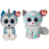 TY - Pluchen dieren - Beanie Buddy - Helena de Husky en Opal de kat