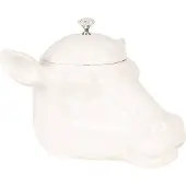 Clayre & Eef Witte Voorraadpot hoofd van koe 25*24*20 cm 6CE1042