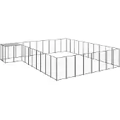 vidaXL Hondenkennel 25,41 m² staal zwart