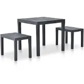 vidaXL Tuintafel met 2 banken kunststof antraciet