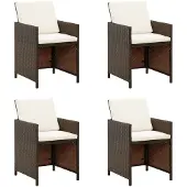 vidaXL Tuinstoelen 4 st met kussens poly rattan bruin