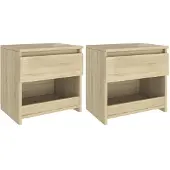 vidaXL Nachtkastjes 2 st 40x30x39 cm bewerkt hout sonoma eikenkleurig