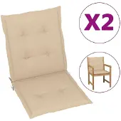 vidaXL Tuinstoelkussens lage rug 2 st 100x50x3 cm oxford stof beige
