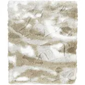 Dutch decor - ROEL - Plaid bontlook 130x170 cm - olijfgroen - beige - wit - superzacht - Deken