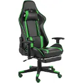 vidaXL Gaming stoel met voetsteun, draaibaar, groen, PVC
