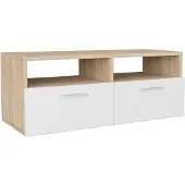 vidaXL Tv-meubel 95x35x36 cm bewerkt hout eikenkleurig en wit