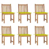 vidaXL Tuinstoelen, 6 stuks met kussens, massief teakhout