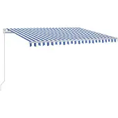 vidaXL Luifel handmatig uittrekbaar 450x350 cm blauw en wit